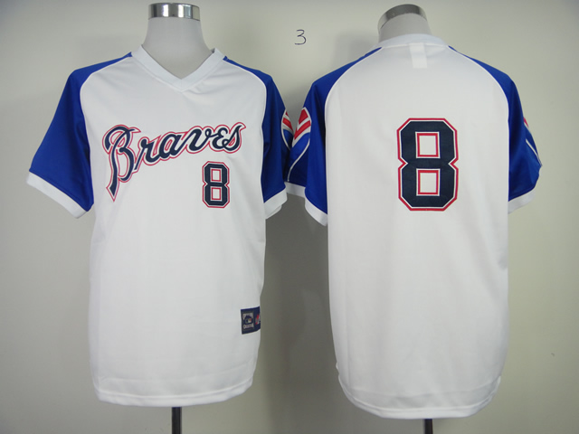 Men Atlanta Braves #8 Upton White Throwback 1974 MLB Jerseys->atlanta braves->MLB Jersey